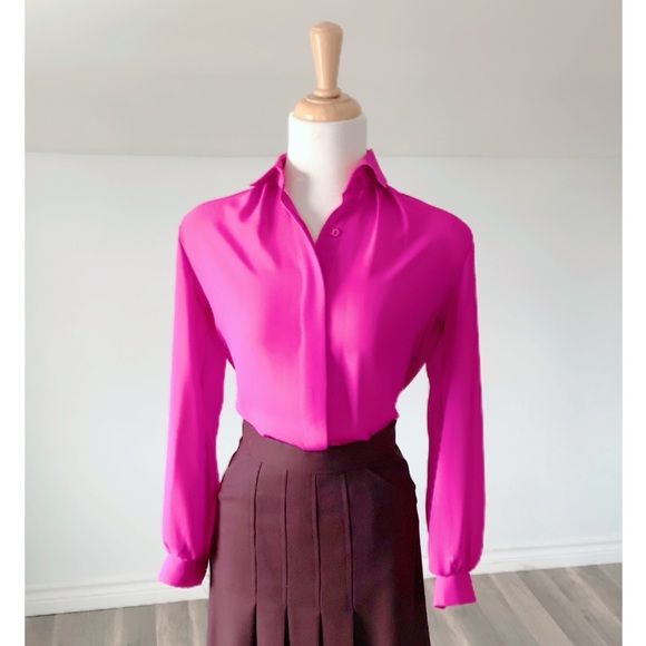 Tops - Elegant Fuchsia Vintage Blouse- size M